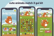Cute Animals Match 3 Game Gui Assets Screenshot 1