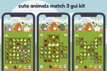 Cute Animals Match 3 Game Gui Assets Screenshot 2