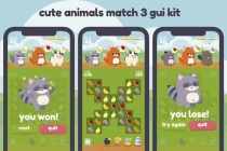 Cute Animals Match 3 Game Gui Assets Screenshot 4