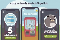 Cute Animals Match 3 Game Gui Assets Screenshot 5