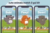 Cute Animals Match 3 Game Gui Assets Screenshot 7