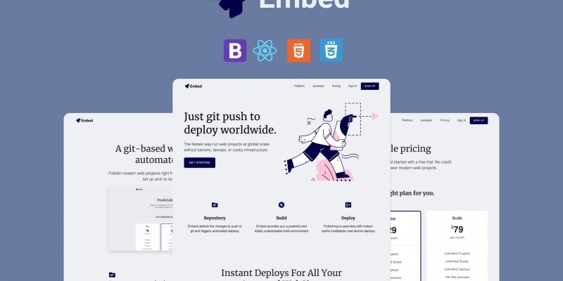 Embed - React HTML SaaS Landing Page