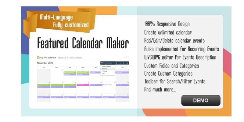 Featured Calendar Maker PHP Script