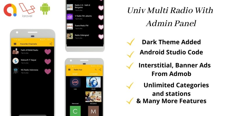 Univ Multi Station Radio App WIth Admin Panel