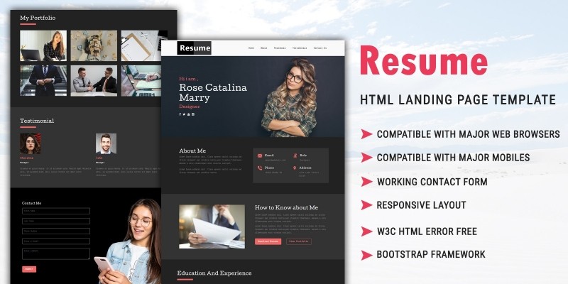 Resume – HTML Landing Page Template