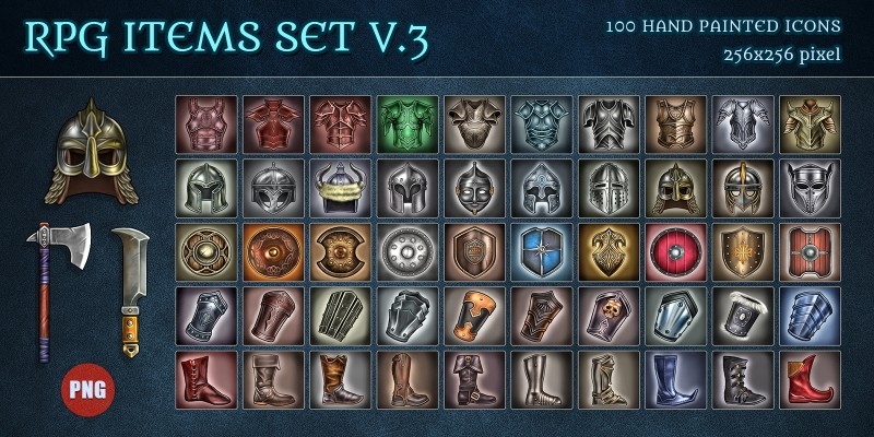 RPG Items - 100 Painted Icons