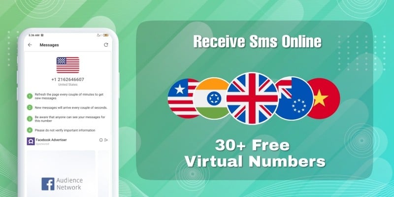 Receive SMS Via Virtual Numbers - Android App