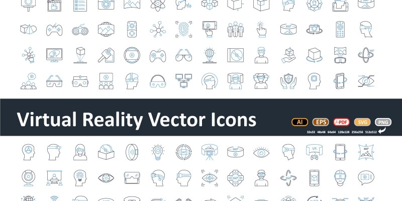 Virtual Reality Flat inside vector icon 