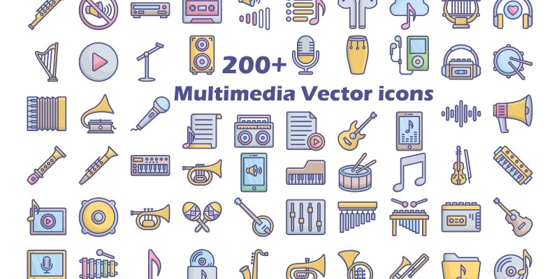 Multidiame and Music Vector Icons