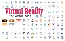 100 Virtual Reality Flat Inside Vector icons  Screenshot 1