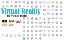 100 Virtual Reality Flat Inside Vector icons  Screenshot 2