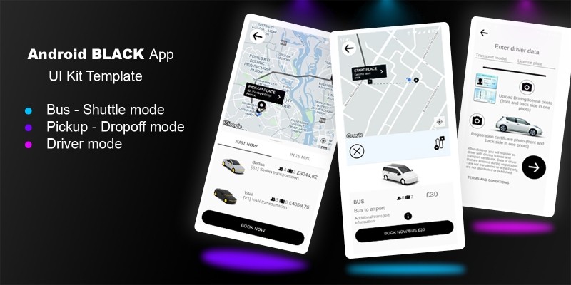 Black Taxi App UI Kit