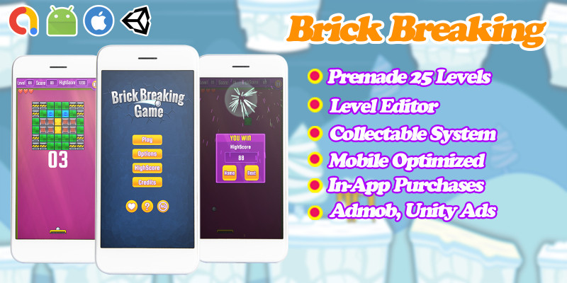 Brick Breaking Unity Game Template - Level Editor