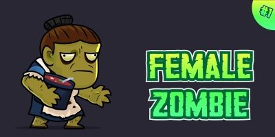 Female Zombie 2D Game Character Sprites 01