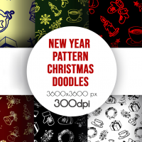 Doodle New Year Winter Seamless Pattern