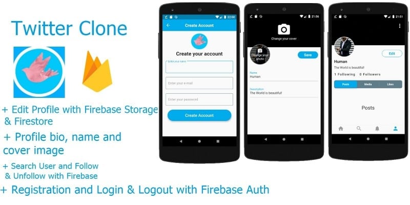 Twitter Clone With Firebase - Flutter Application