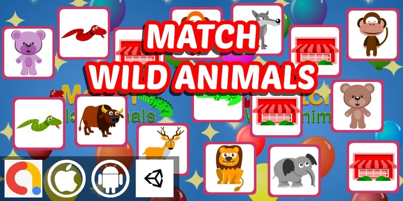Match Wild Animals - Unity Kids Memory Game