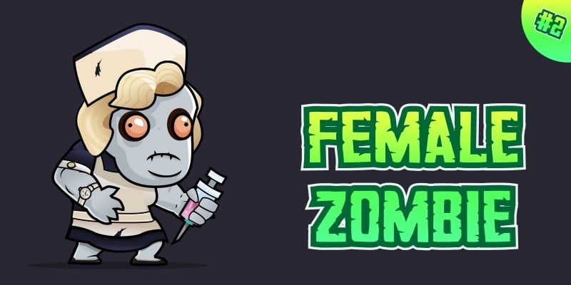 Female Zombie 2D Game Character Sprites 02