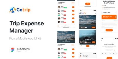 Gotrip - Trip Expense Mobile App UI Kit - Figma 