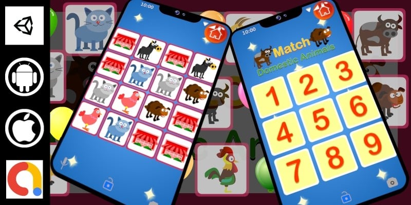 Edukida - Match Domestic Animals Unity Kids Game