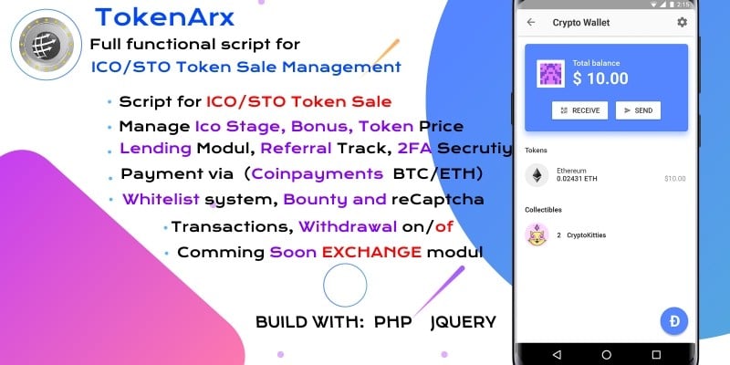 TokenArx ICO STO Token Sale Management Dashboard