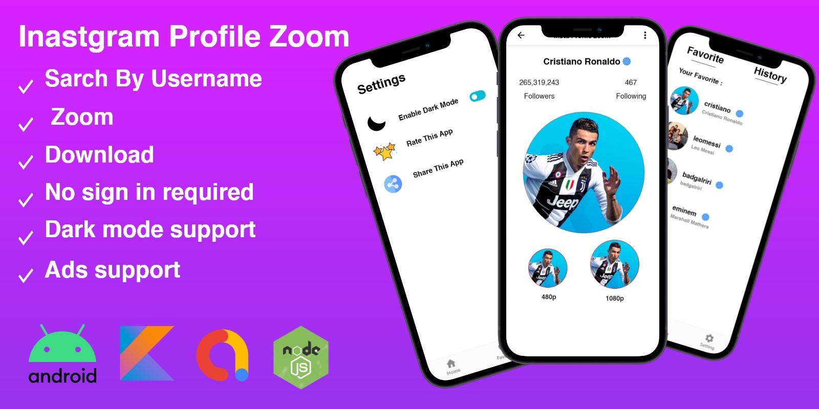 Instagram Profile Zoom Android Studio Project by ElMountahi Codester
