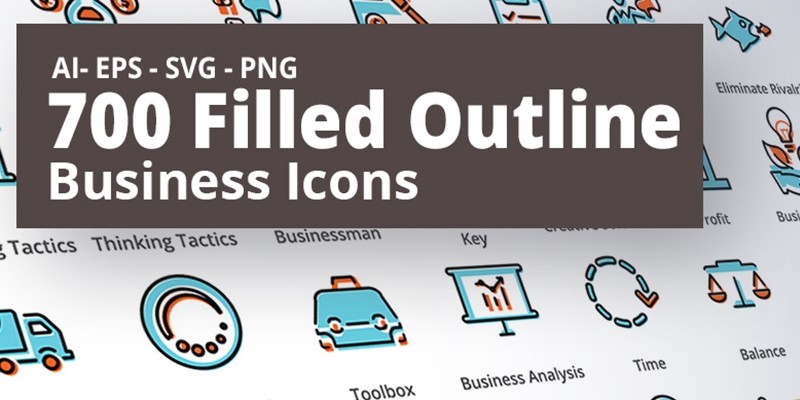 700 Filled Outline Business Icons