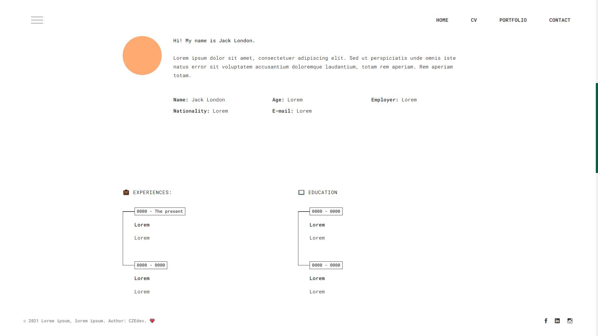 Personal CV Resume HTML Template by CZEdeveloper | Codester
