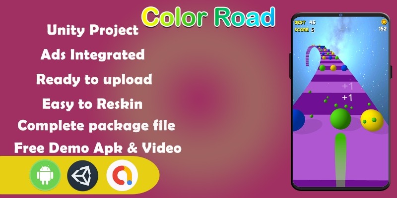 Color Road 3D Unity Source Code - Complete Project