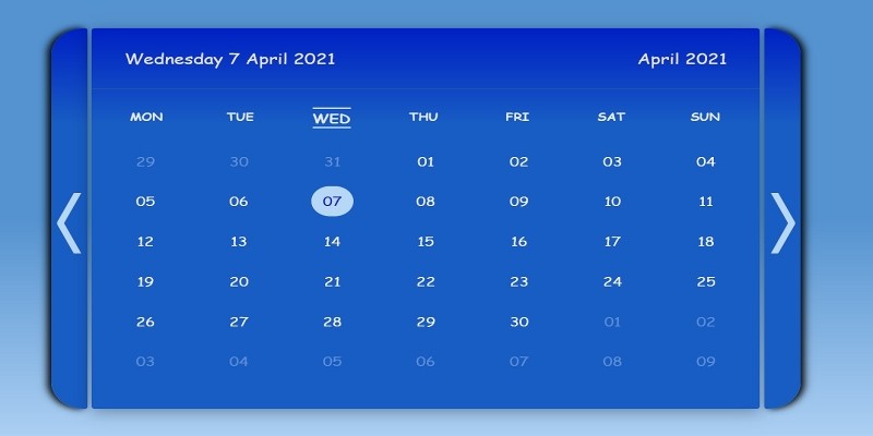 Responsive Calendar For Telework JavaScript