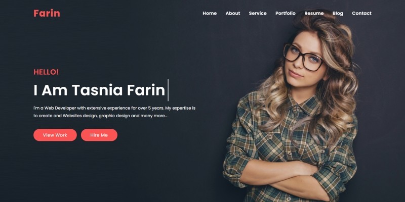 Farin Personal Portfolio Bootstrap 4 Template