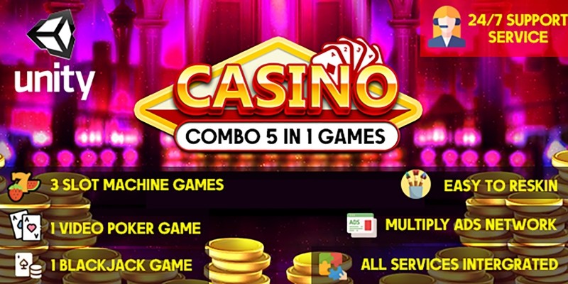 Combo Casino Games – 5 In 1 Unity Games