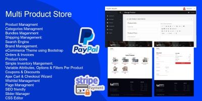 Multi Cart Ecommerce Website with Stripe PayPal
