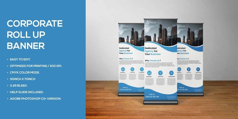 Professional Bluish Business Roll up banner