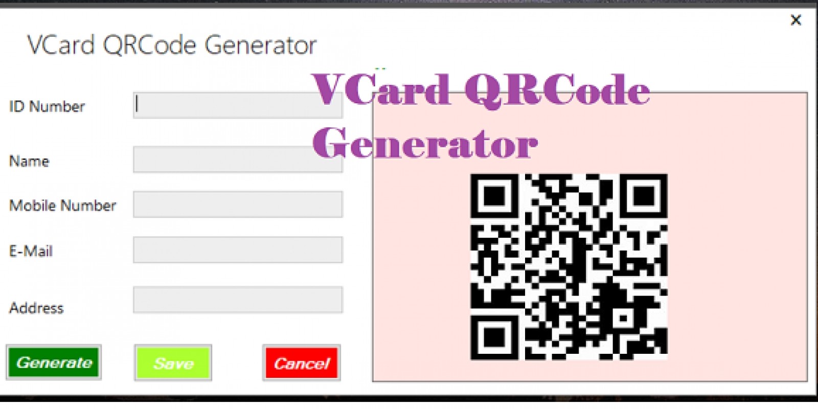 VCard QRCode Generator C by Zubairqazi Codester