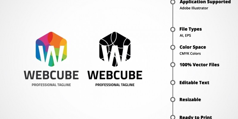 Letter W - Web Cube Logo
