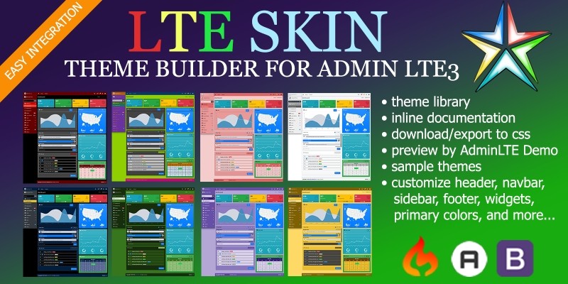 LTE Skin - AdminLTE3 Theme Builder