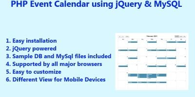 PHP Event Calendar using jQuery & MySQL