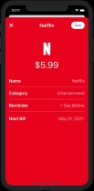 Bill Reminder - SwiftUI iOS App Source Code Screenshot 1