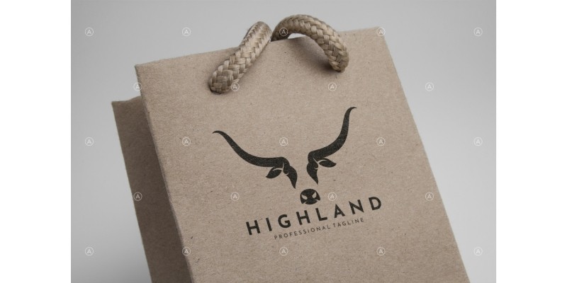 Scottish Highland Cow Logo Template 