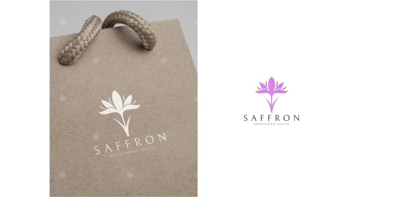 Saffron Flower Logo Template