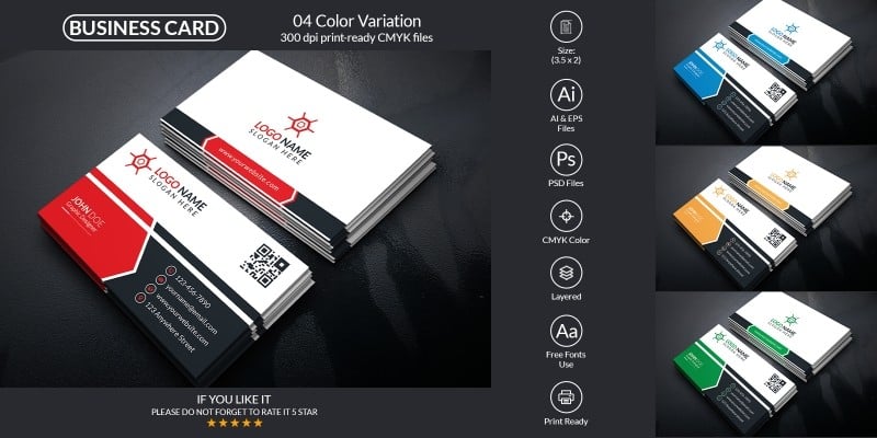 Corporate Business Card Template With Vector