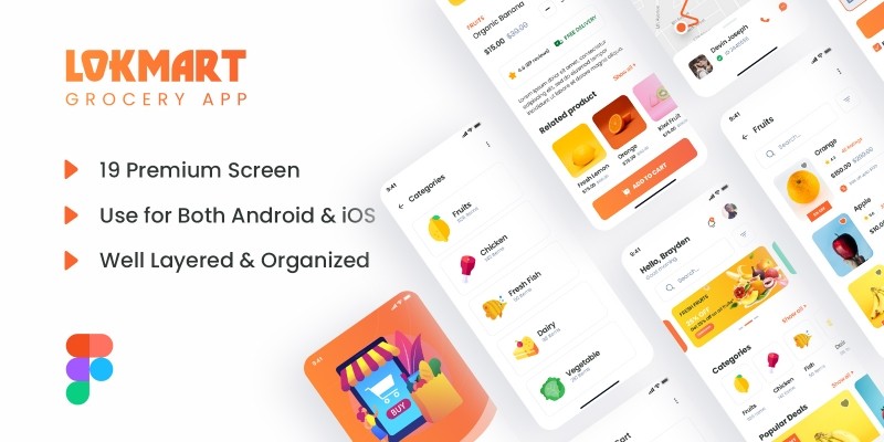 LokMart - Grocery Mobile App UI Kit - Figma