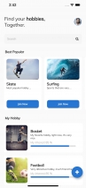 Hobbies - Social Media Flutter UI Kits Screenshot 1
