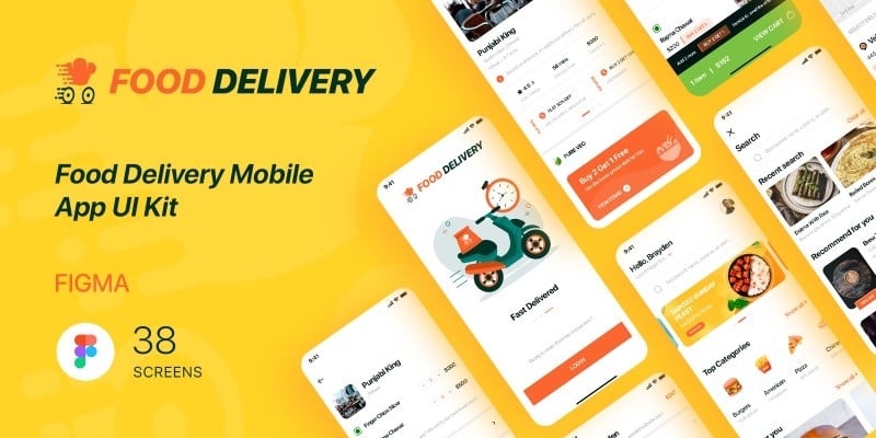 Food Delivery - Mobile App UI Kit - Figma