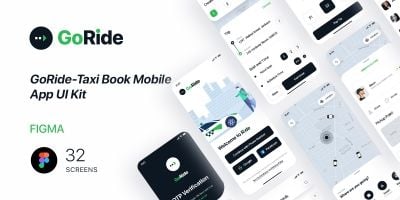 GoRide - Taxi Book Mobile App UI Kit Figma