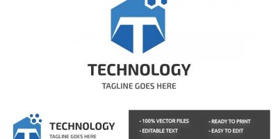 Letter T  Technology Logo