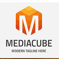 Letter M Media Cube Logo