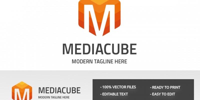 Letter M Media Cube Logo