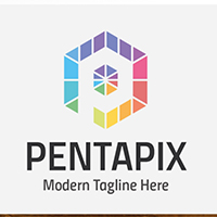 Letter P Pentapix Logo